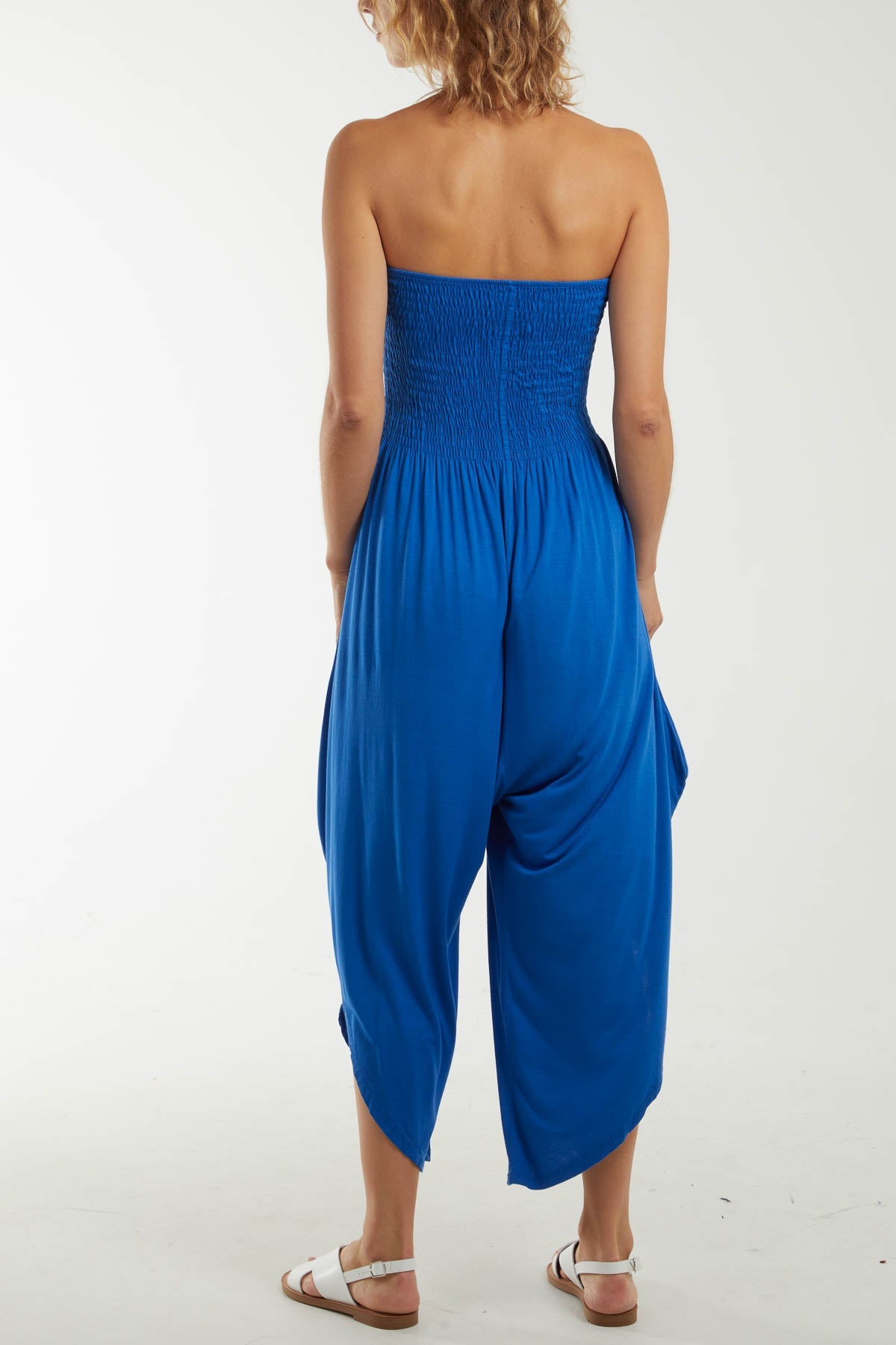 Shirred Top Asymmetric Hem Strapless Jumpsuit Dresses WearAll