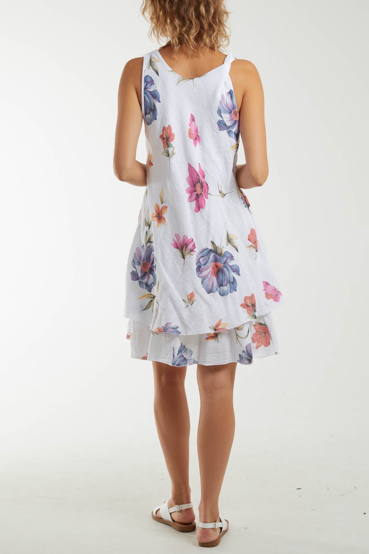 Floral Double Layer Sleeveless Dress Dresses WearAll