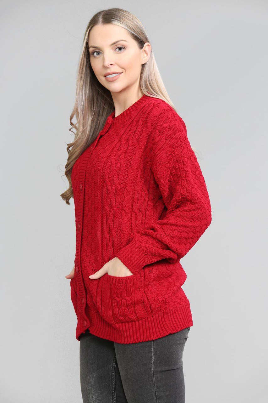 Chunky Cable Knit Long Sleeve Cardigan cardigan WearAll