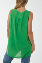 Oversized Sleeveless V-Neck Top Tops WearAll
