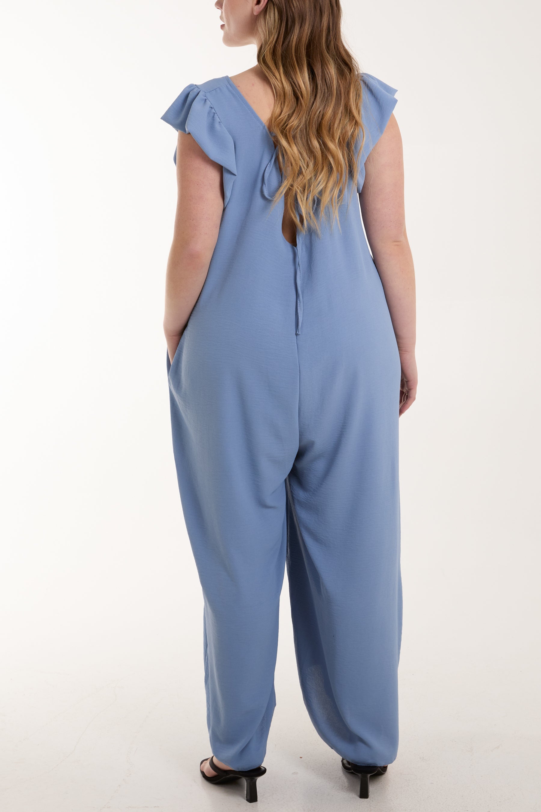 Ruffle Sleeve Wide Leg Jumpsuit Jumpsuits WearAll