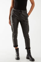 Magic Super Stretch PU Coated Cargo Trouser Trousers WearAll Black One Size