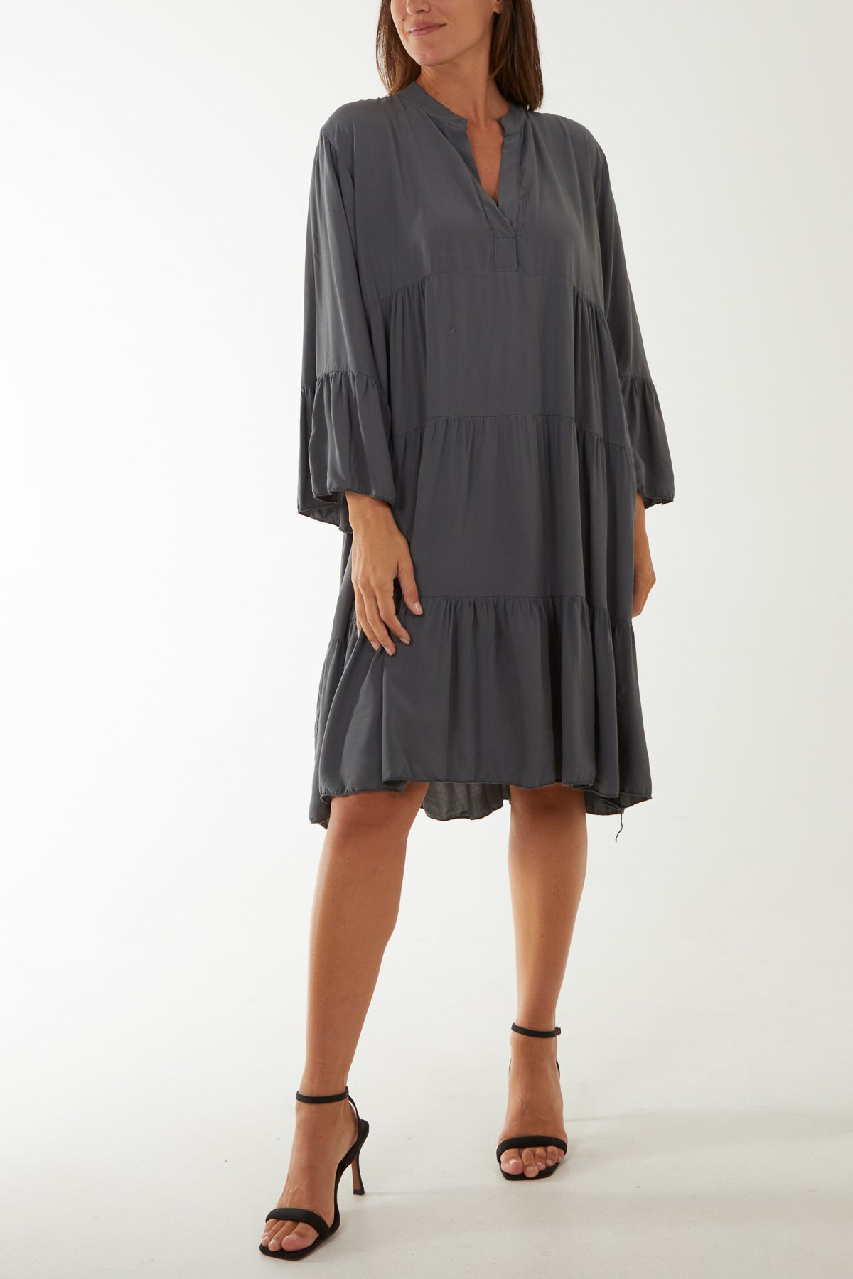 Flare Smock Dress Dress WearAll Dark Grey One Size