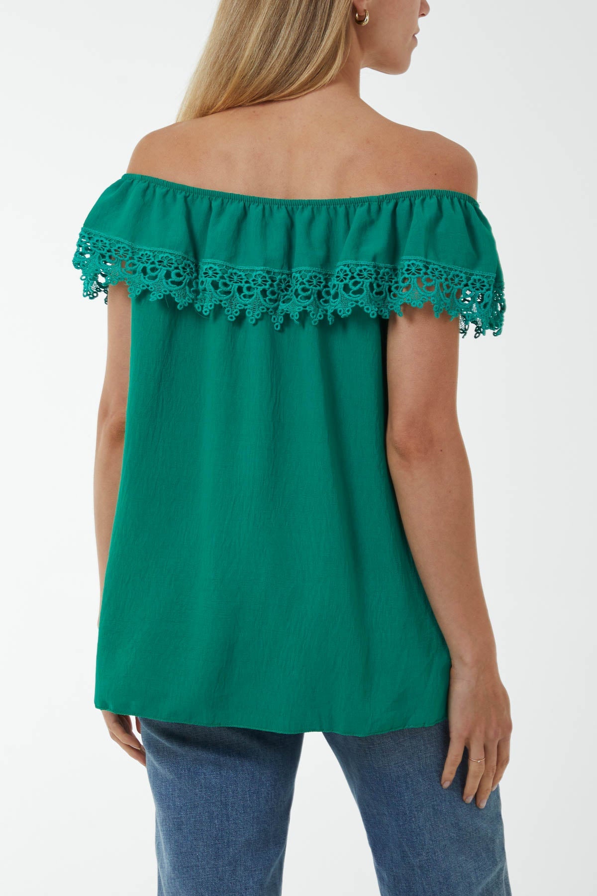 Laced Detail Frill Bardot Top Tops WearAll