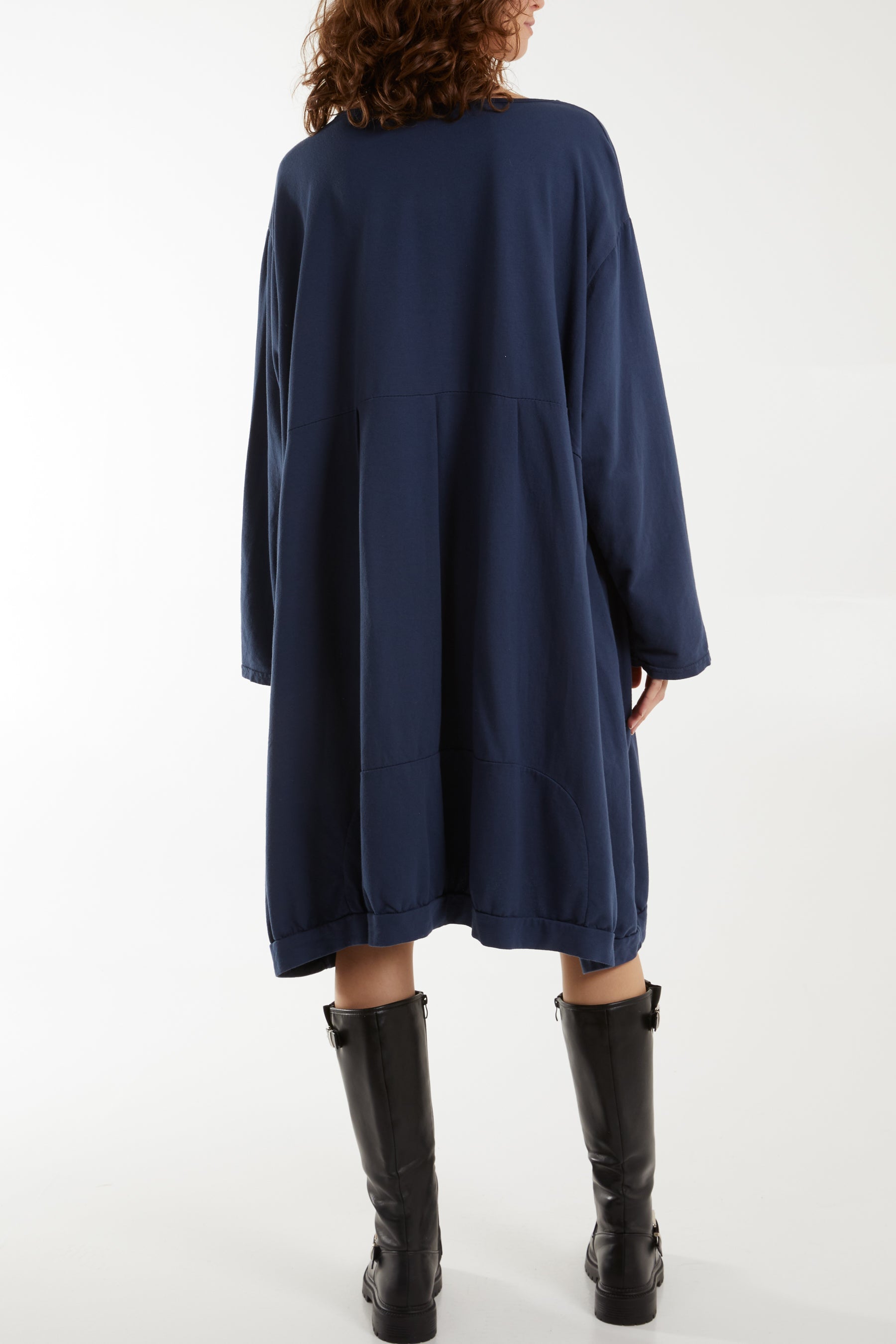 Round Neck Pocket Tunic Midi Dress Dresses WearAll