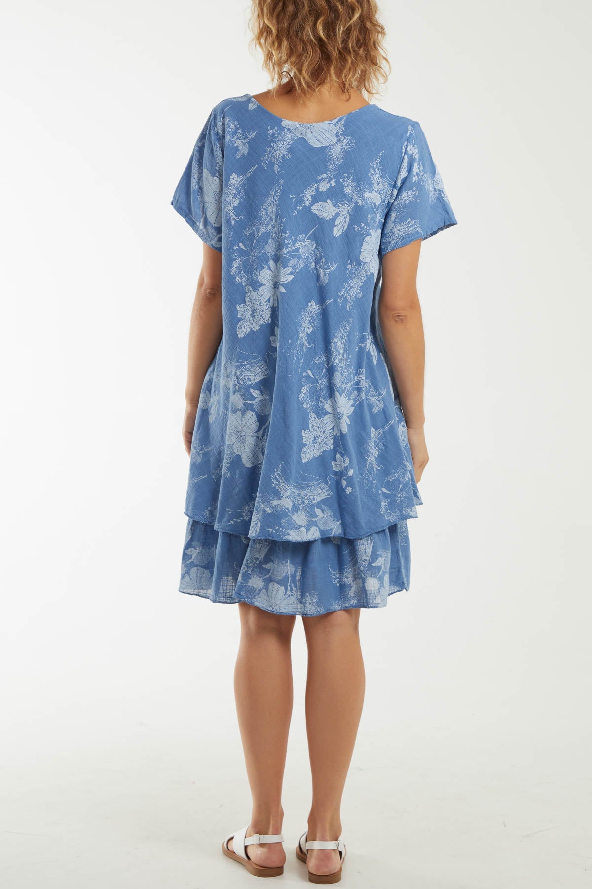 Floral Double Layer Short Sleeve Dress Dresses WearAll