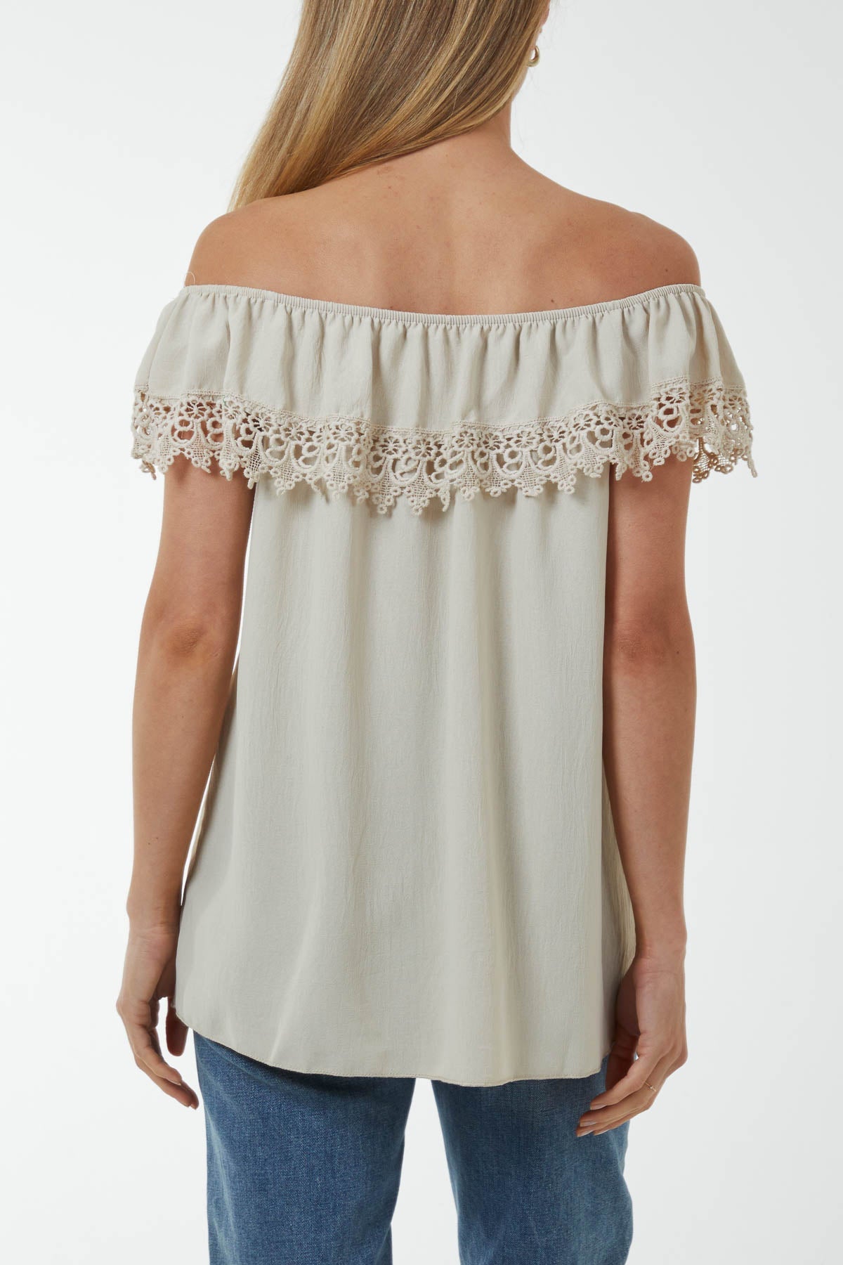 Laced Detail Frill Bardot Top Tops WearAll