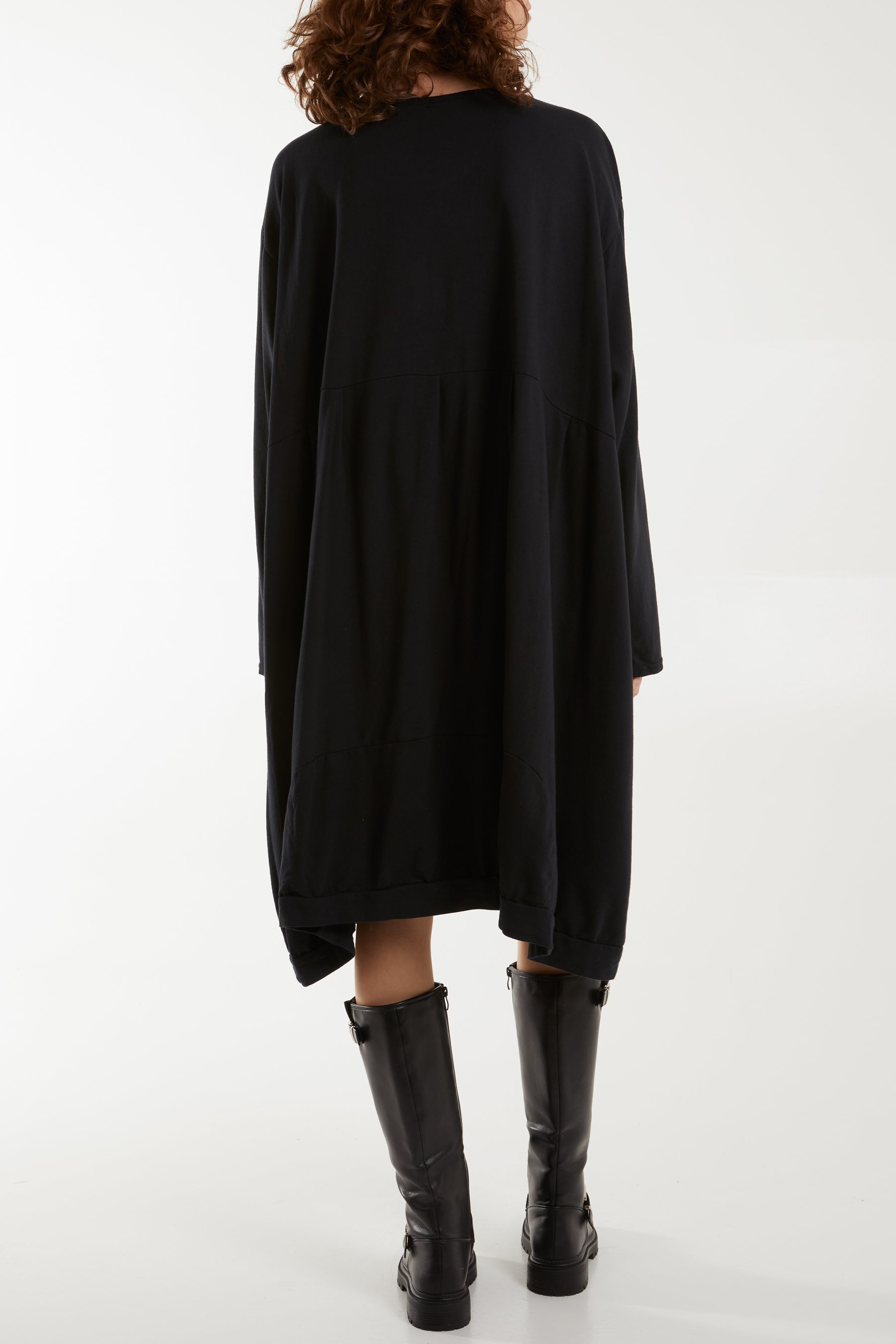 Round Neck Pocket Tunic Midi Dress Dresses WearAll