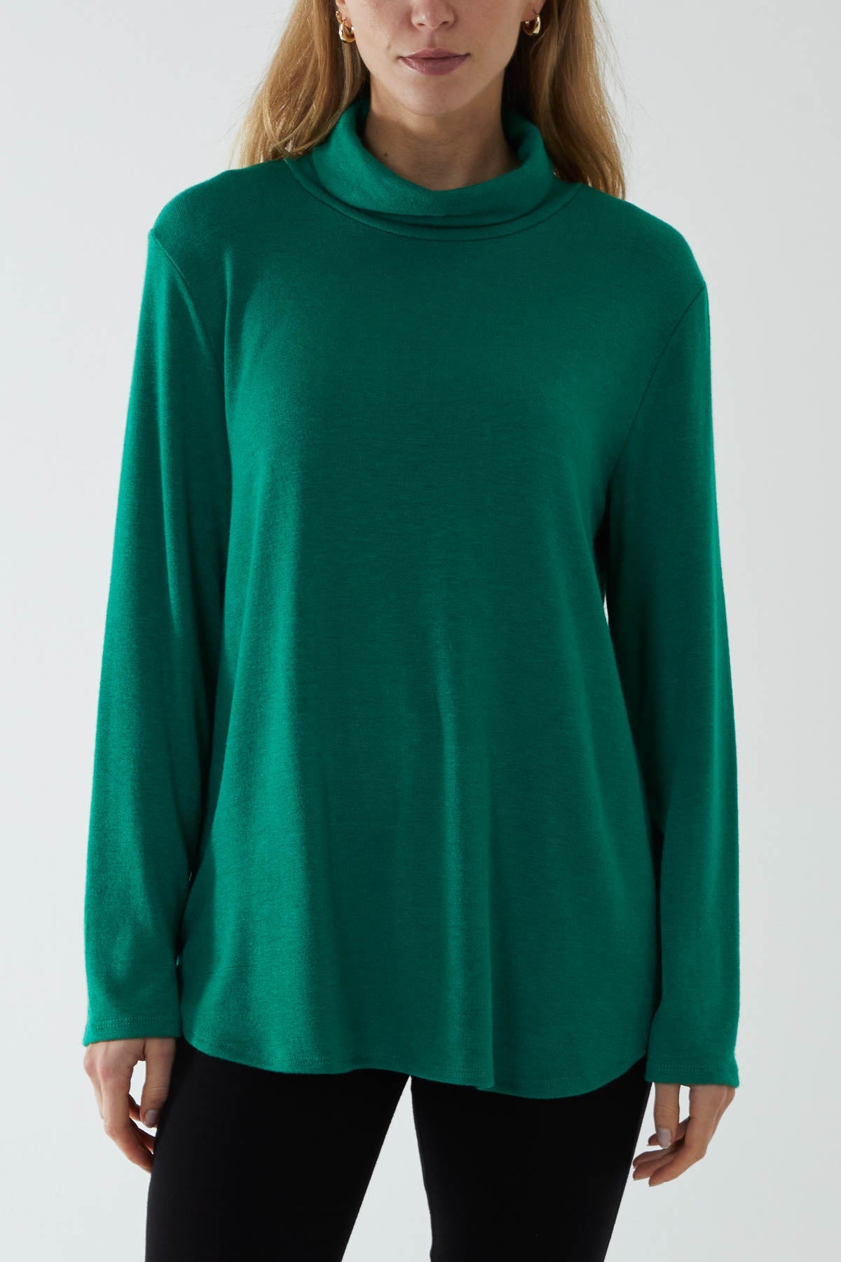 Roll Neck Fine Knit Jumper JMF1 WearAll Jade One Size