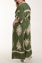 Printed V-Neck Wide Leg Jumpsuit Jumpsuits WearAll