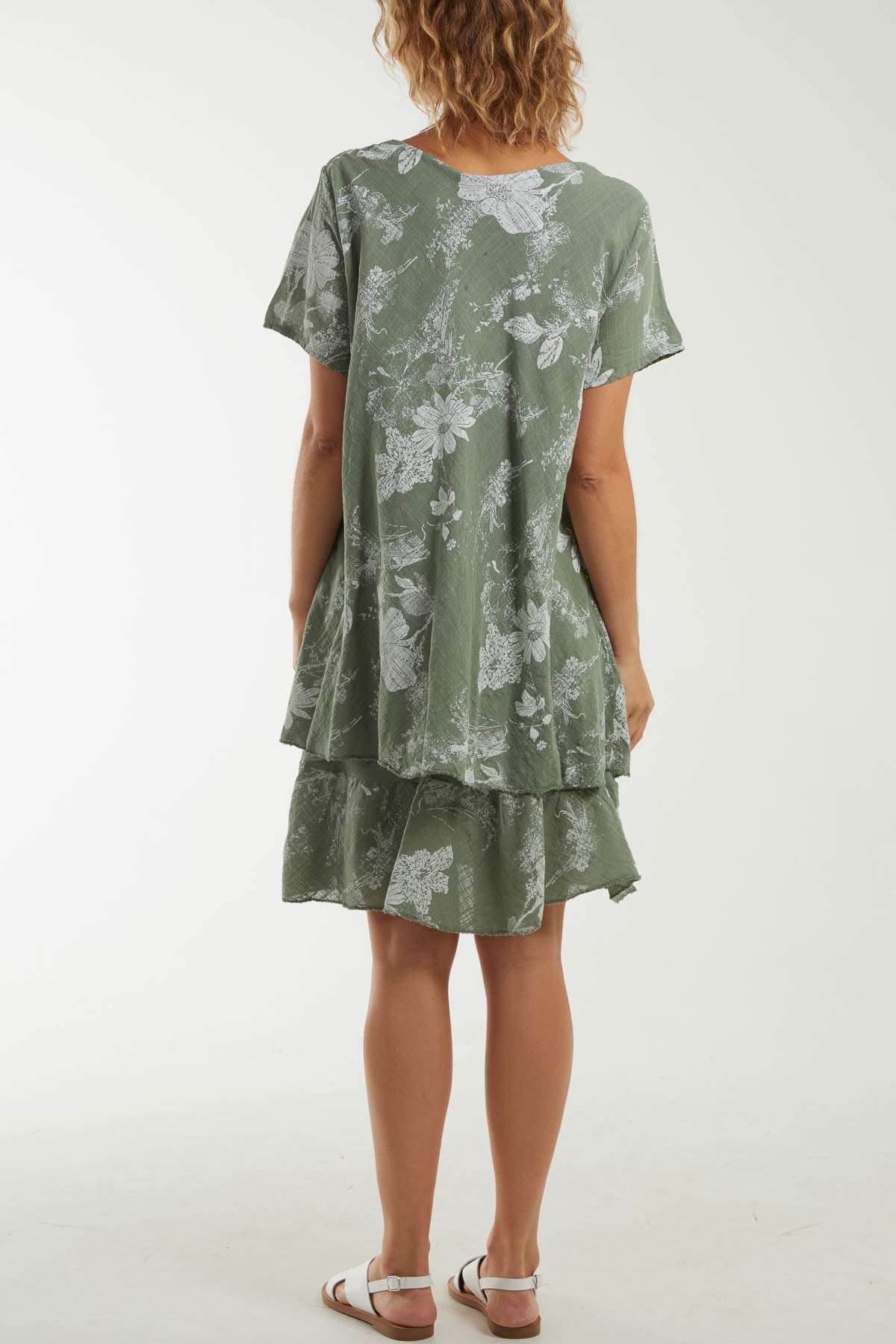 Floral Double Layer Short Sleeve Dress Dresses WearAll