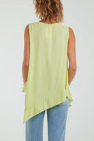 Sleeveless Asymmetric Frill Hem Necklace Top Tops WearAll