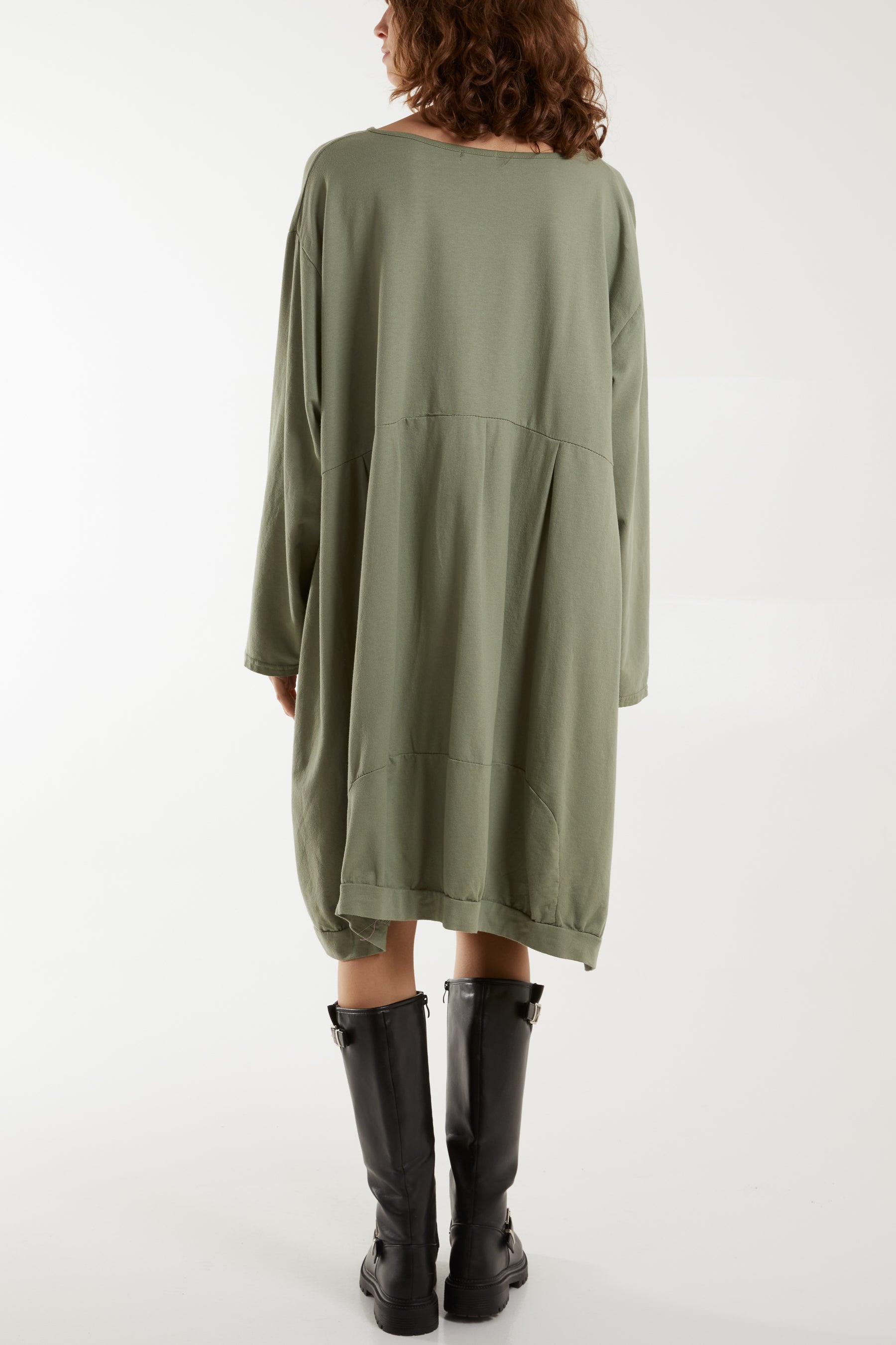 Round Neck Pocket Tunic Midi Dress Dresses WearAll