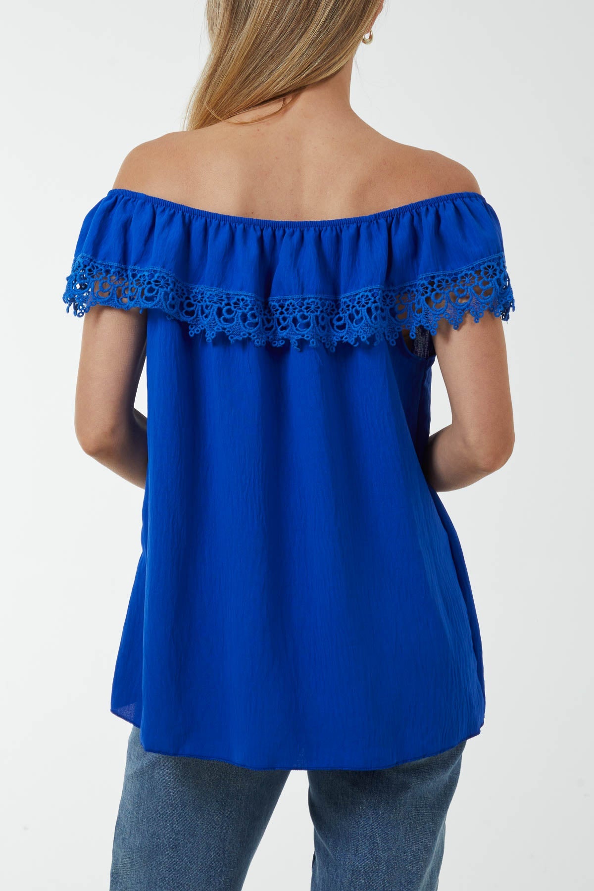 Laced Detail Frill Bardot Top Tops WearAll