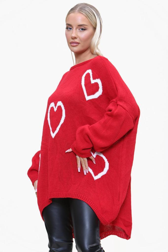 Heart Print Oversized Jumper Jumper & Cardigan WearAll
