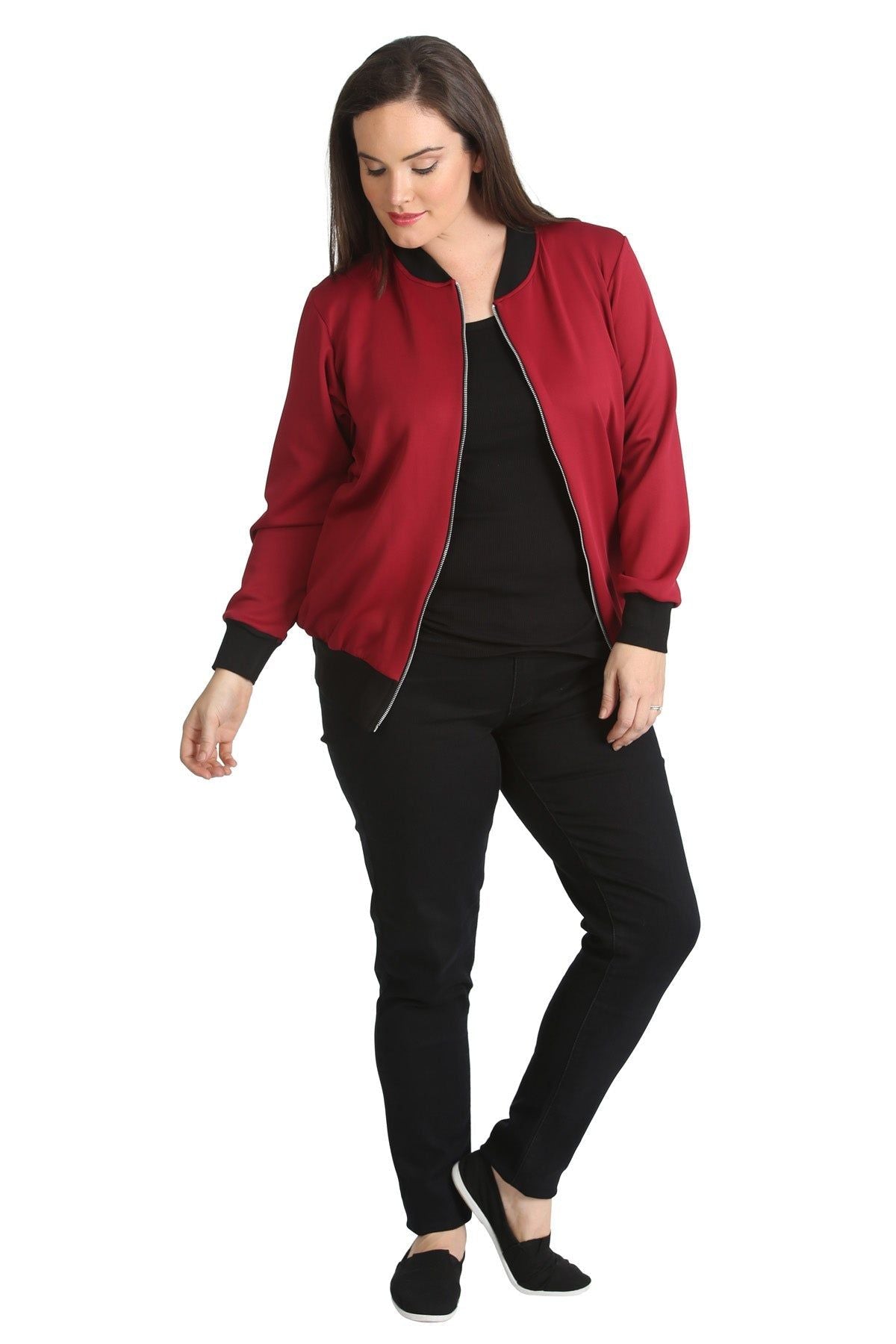 Plain Bomber Jacket Sleeve Top Jacket WearAll