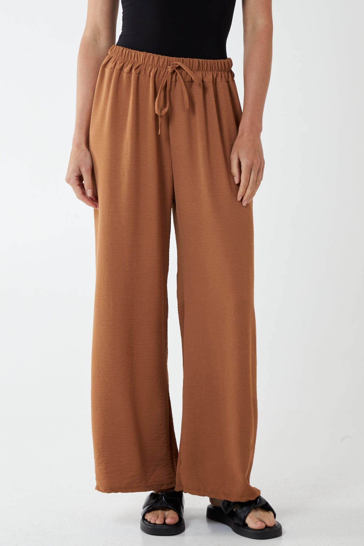 Drawstring Viscose Crepe Trouser TRS1 WearAll Light Brown One Size
