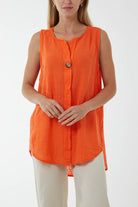 Oversized Sleeveless V-Neck Top Tops WearAll Orange One Size
