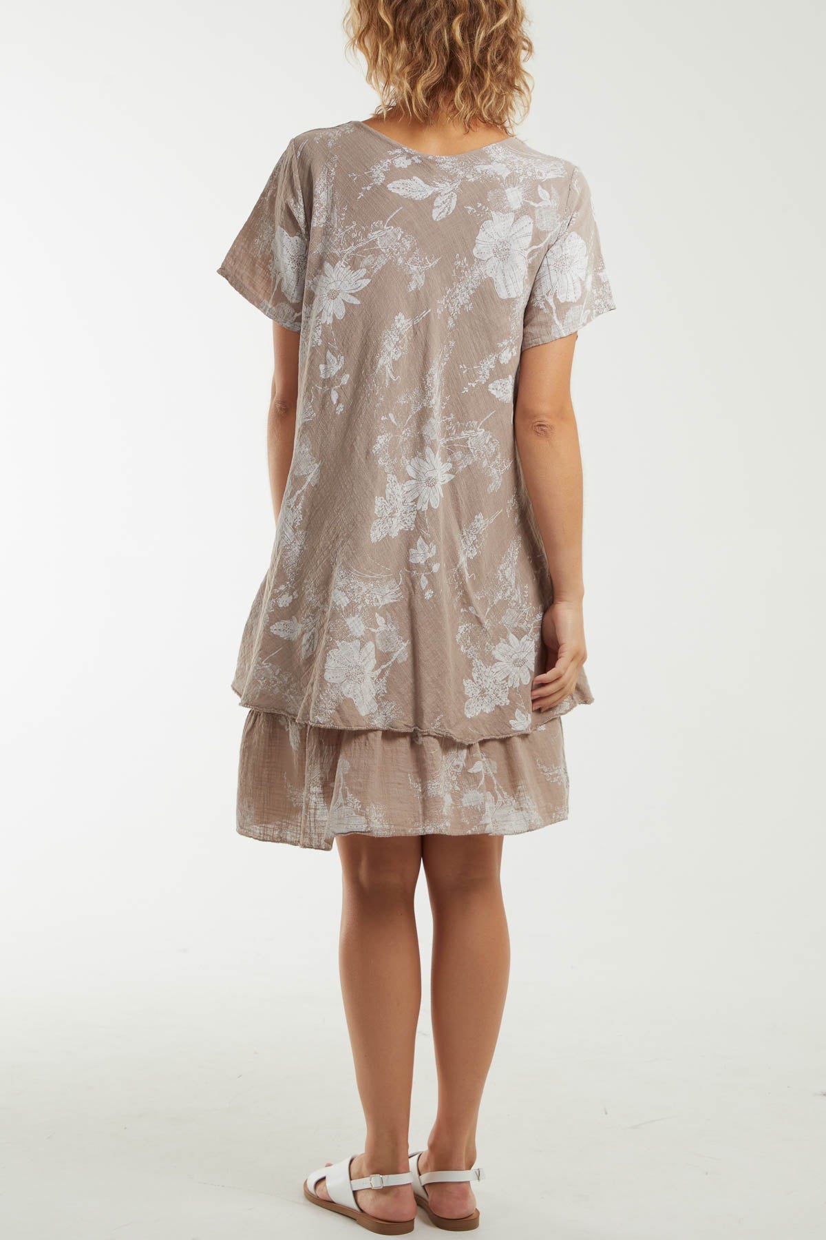 Floral Double Layer Short Sleeve Dress Dresses WearAll