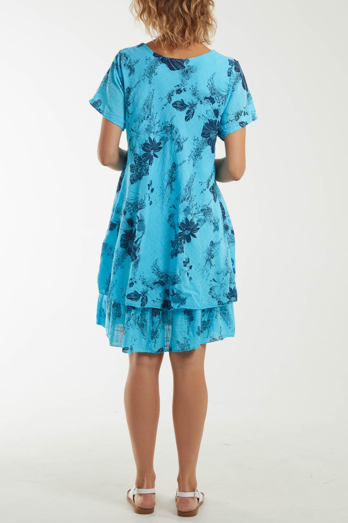 Floral Double Layer Short Sleeve Dress Dresses WearAll