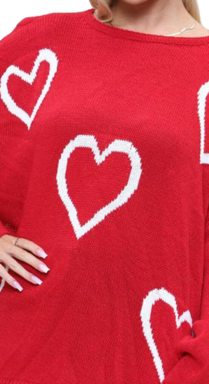 Heart Print Oversized Jumper Jumper & Cardigan WearAll