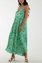 Sleeveless Abstract Print Maxi Dress Dresses WearAll Jade One Size