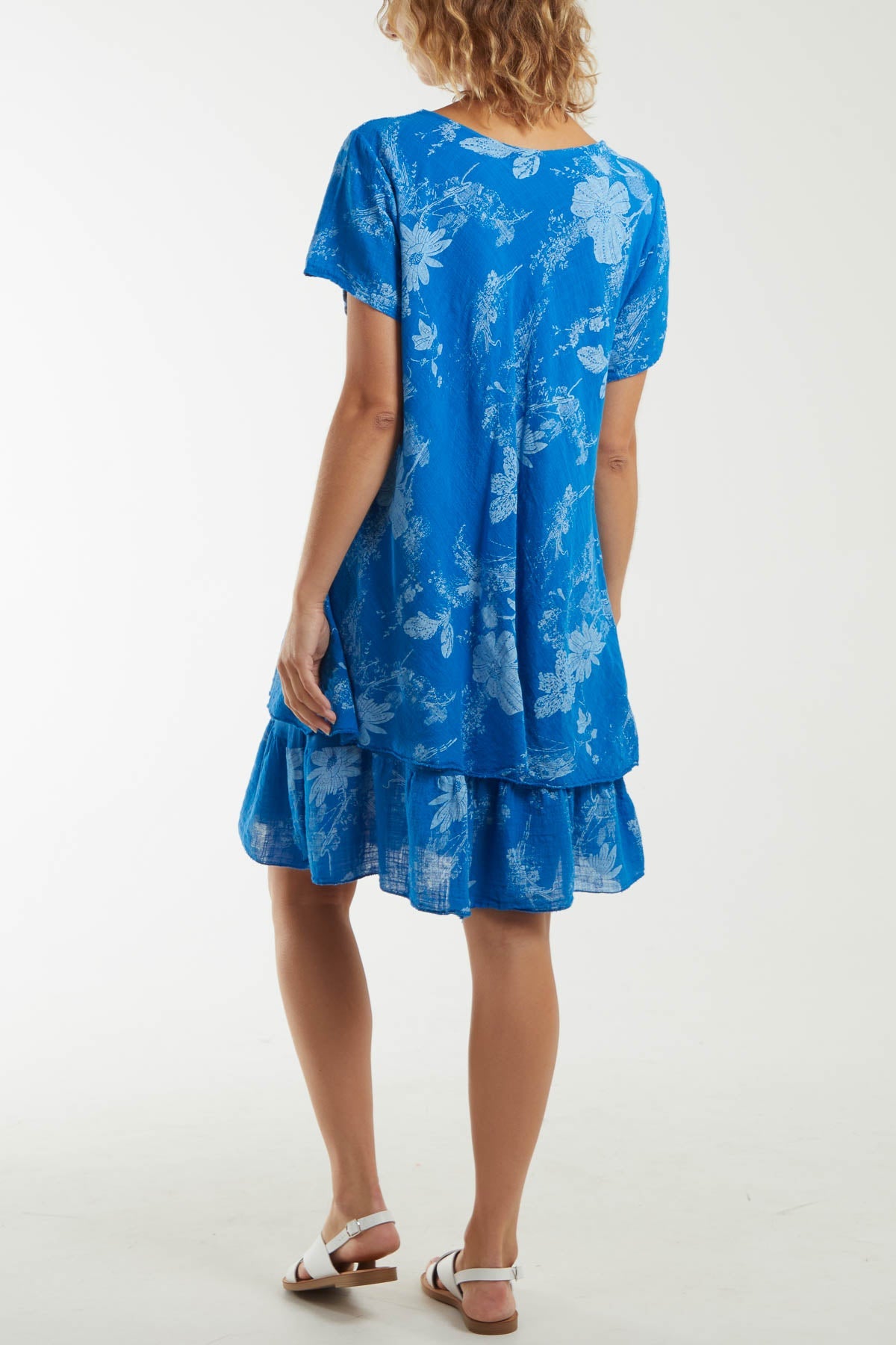 Floral Double Layer Short Sleeve Dress Dresses WearAll