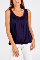 Balloon Ruffle Neck Vest TOPMF2 WearAll Navy One Size