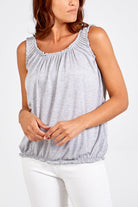 Balloon Ruffle Neck Vest TOPMF2 WearAll Grey One Size