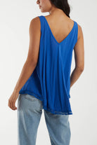 Tassel Hem V-Neck Vest Tops WearAll