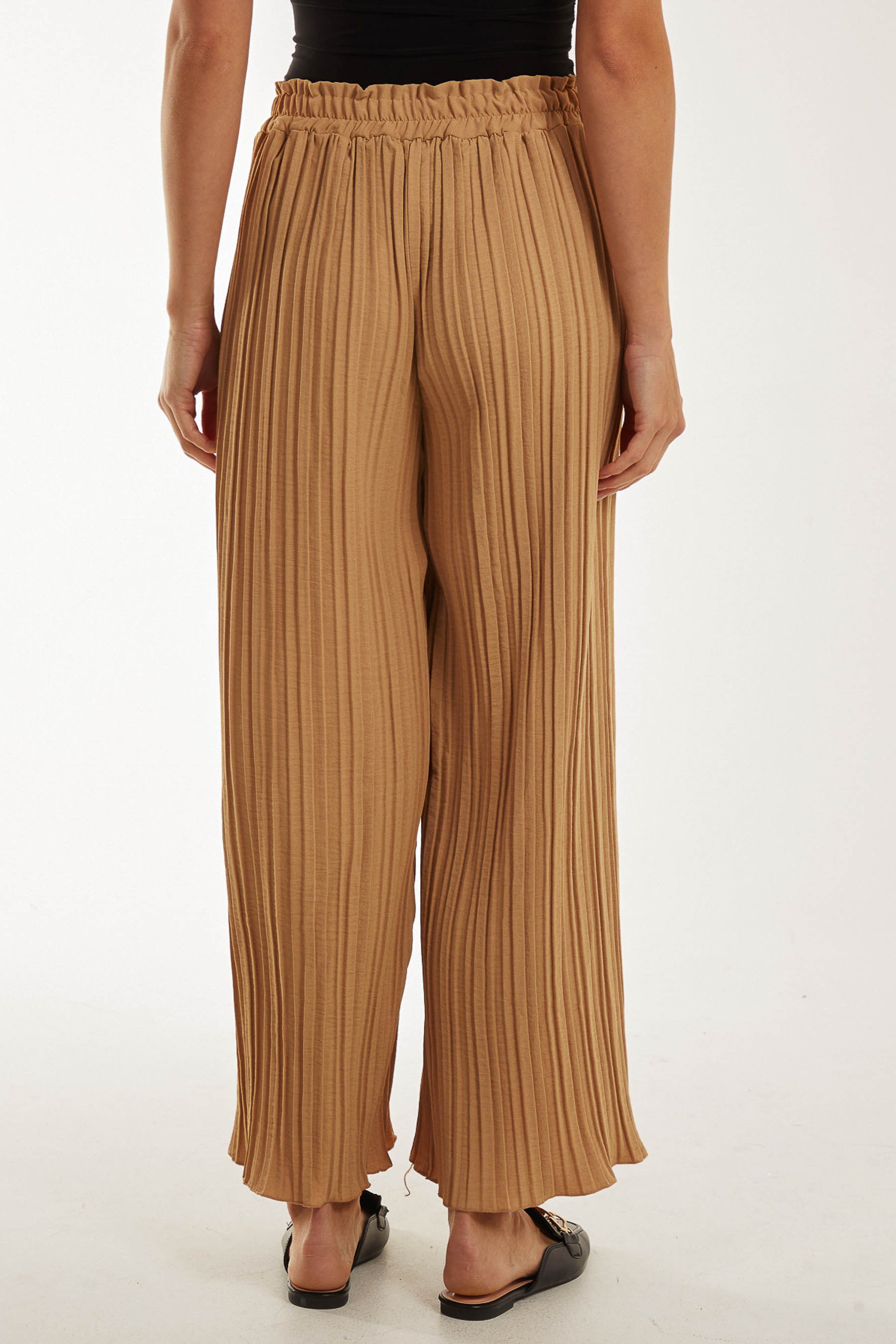 Wide Leg Plisse Drawstring Trousers TRS1 WearAll