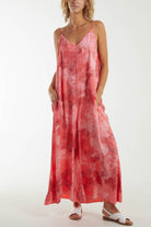 Smoky Print Cami Relaxed Fit Jumpsuit Dresses WearAll Coral One Size