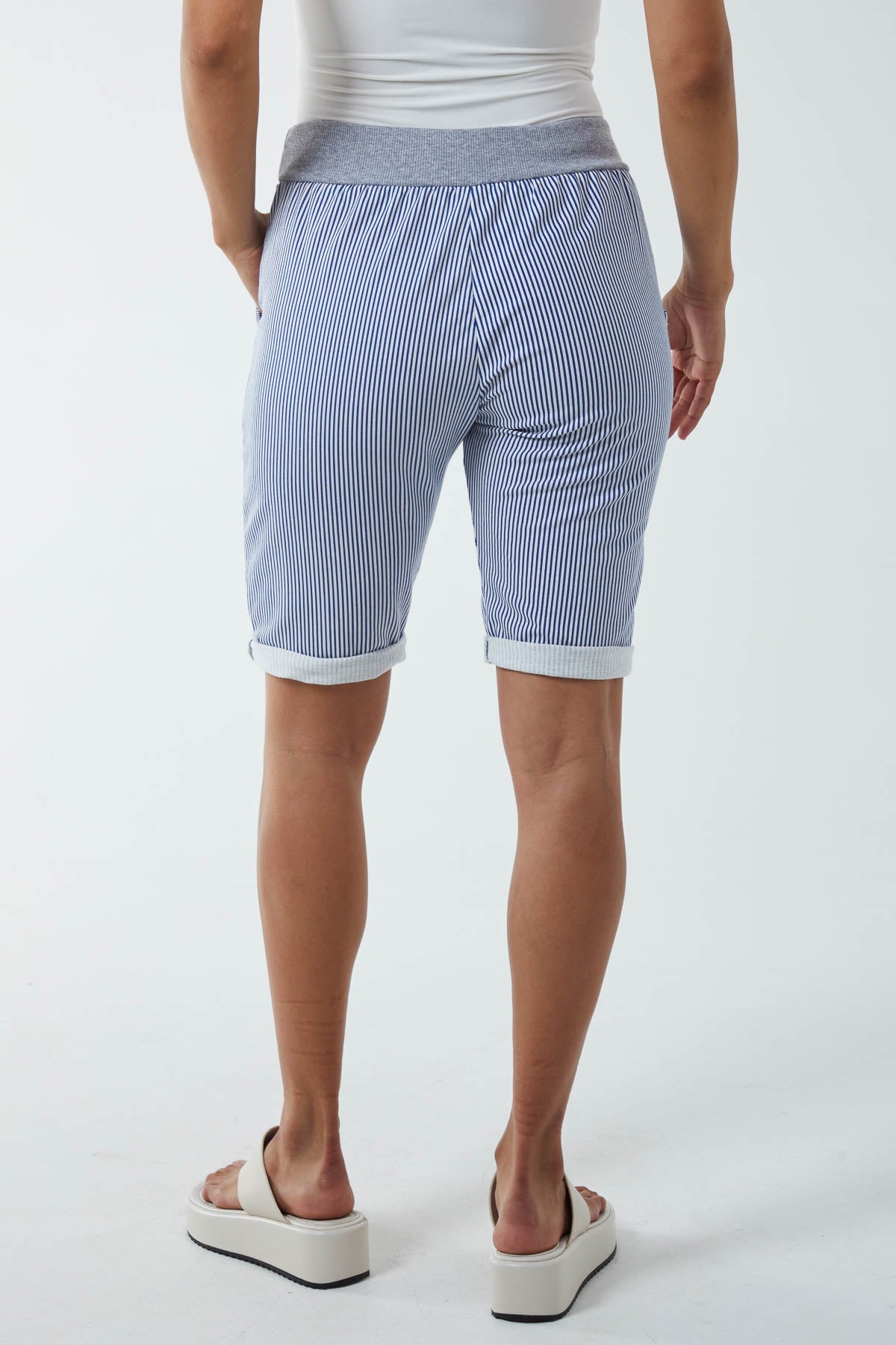 Stripe Shorts with Contrasted Waist Shorts WearAll