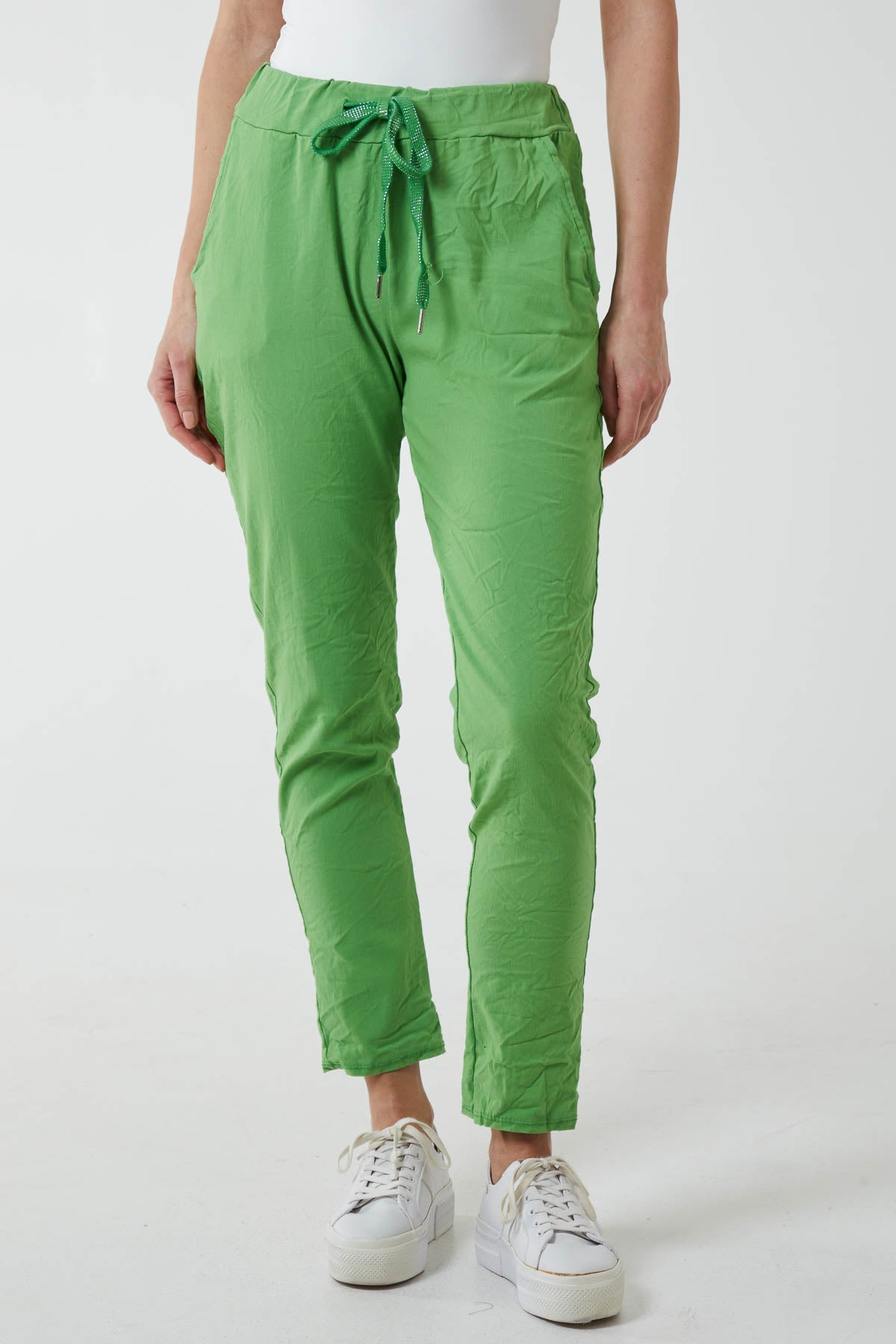 Magic Plain Super Stretch Crushed Trousers TRS1 WearAll Green Pattern One Size