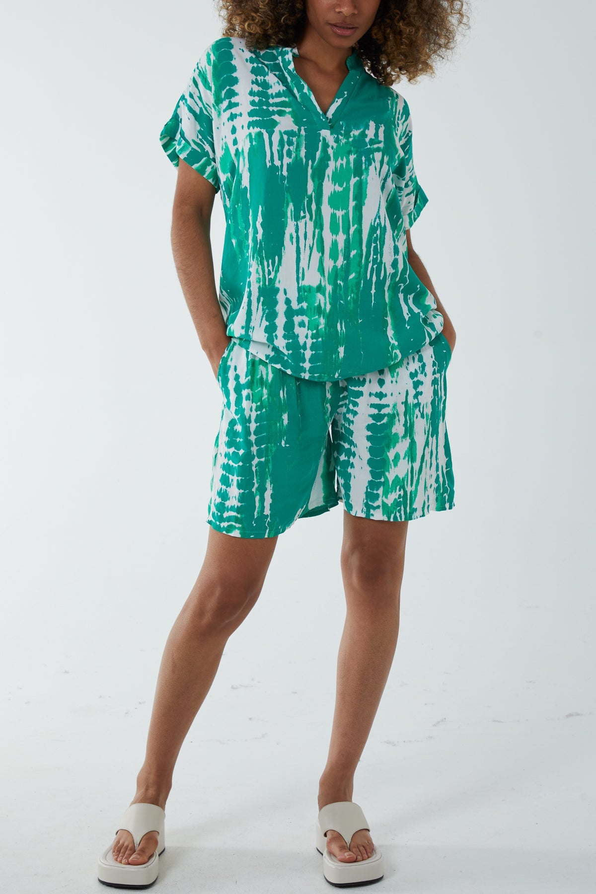 Tie Dye Co-Ord Set with Shorts Co-Ords WearAll Jade One Size