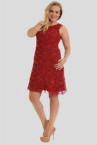 Sleeveless Lace Sequins Vest Red Dress Dress WearAll Red 12-14