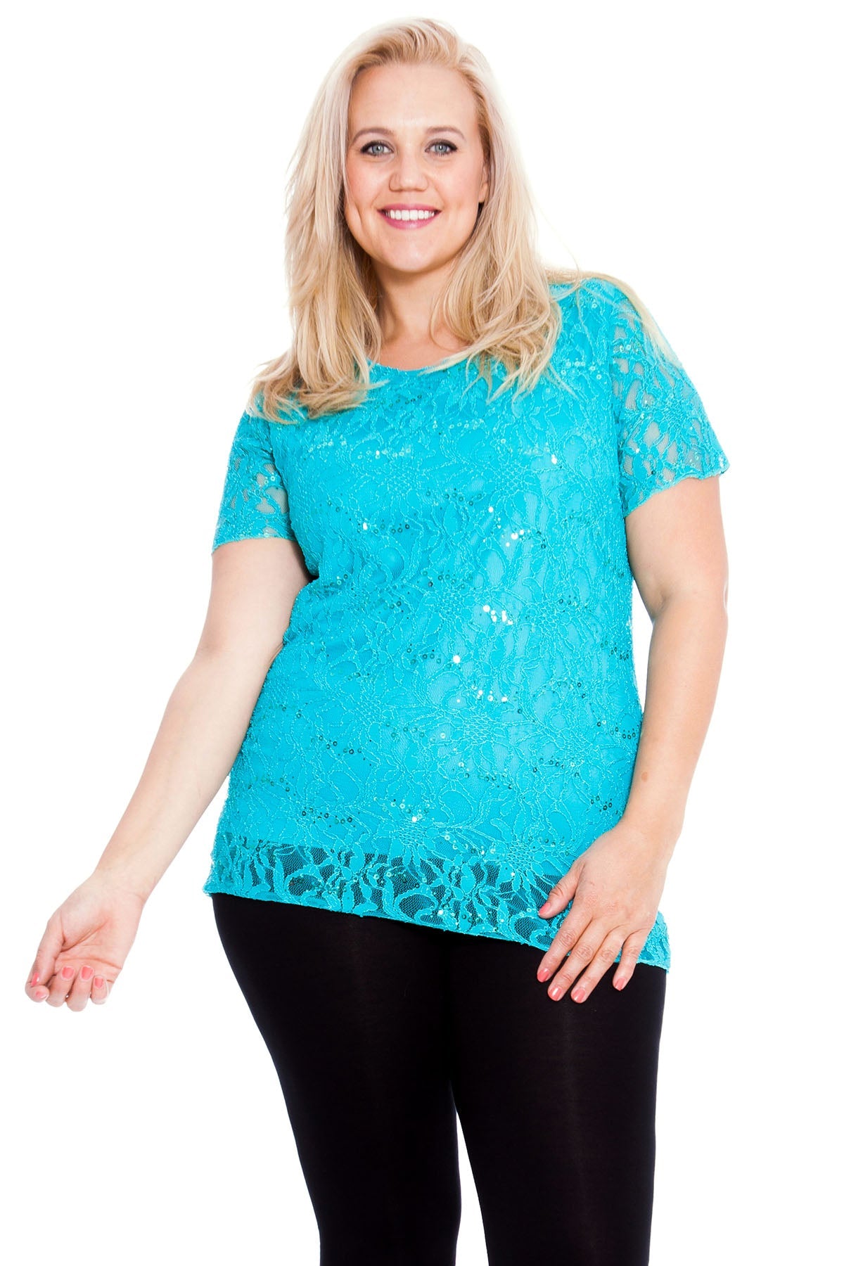 Plus Size Lace Sequin Lined Top Tops WearAll