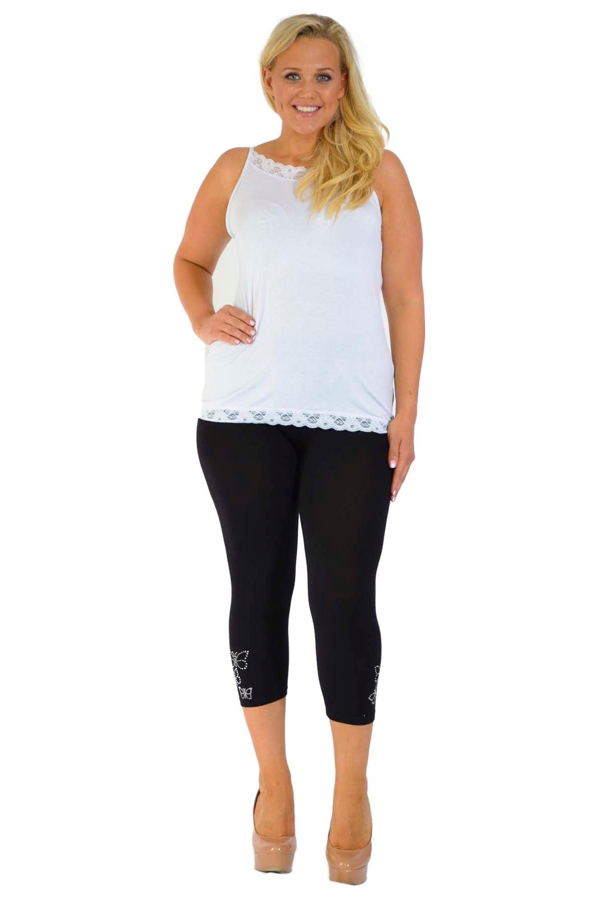 3/4 Butterfly Sequin Leggings Leggings WearAll