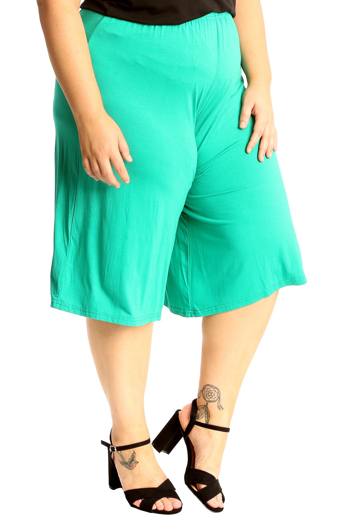 Plus Size Plain Viscose Culottes Shorts WearAll