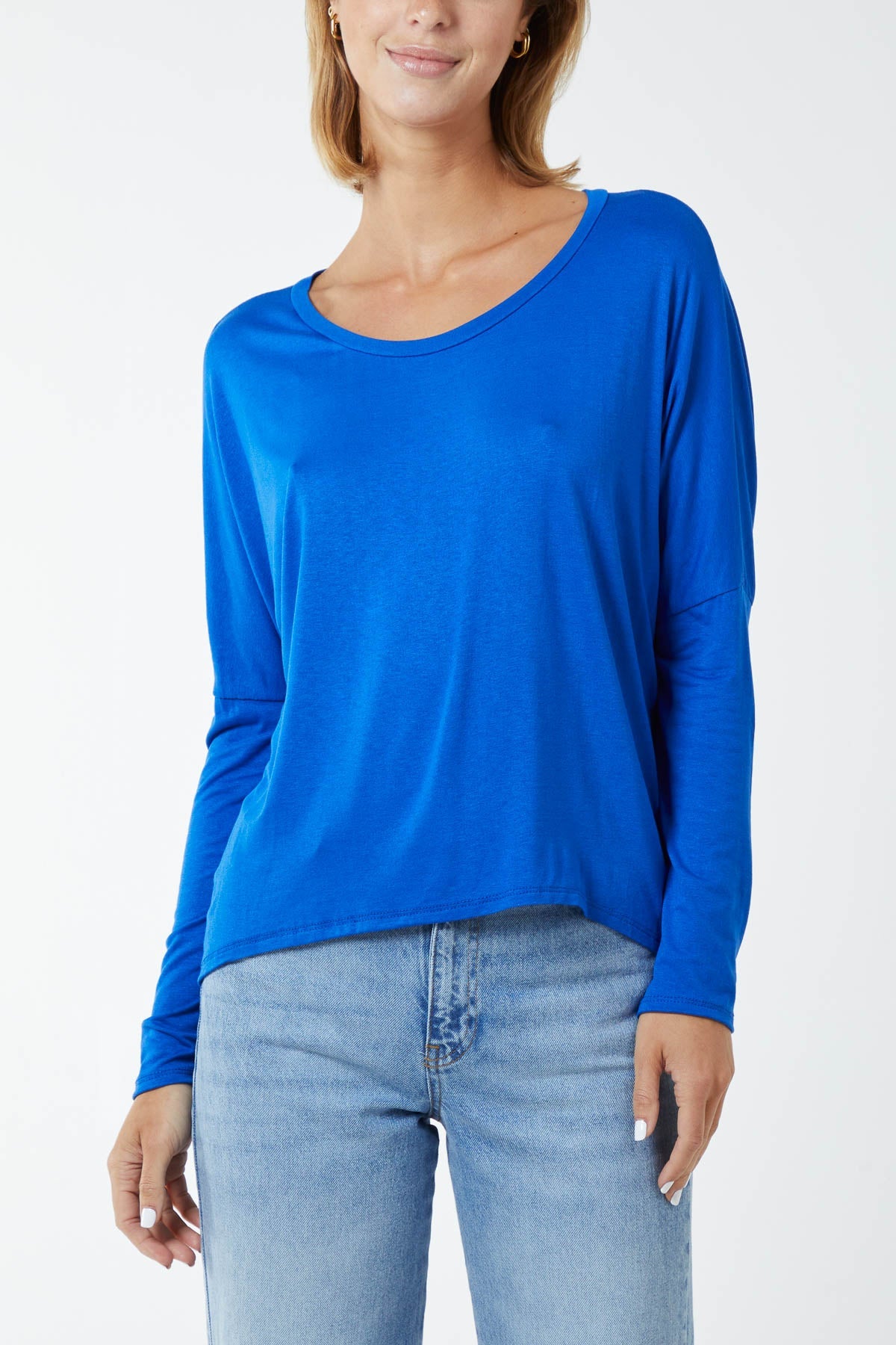 Basic Long Sleeve High Low Top TOPMF2 WearAll Royal Blue One Size
