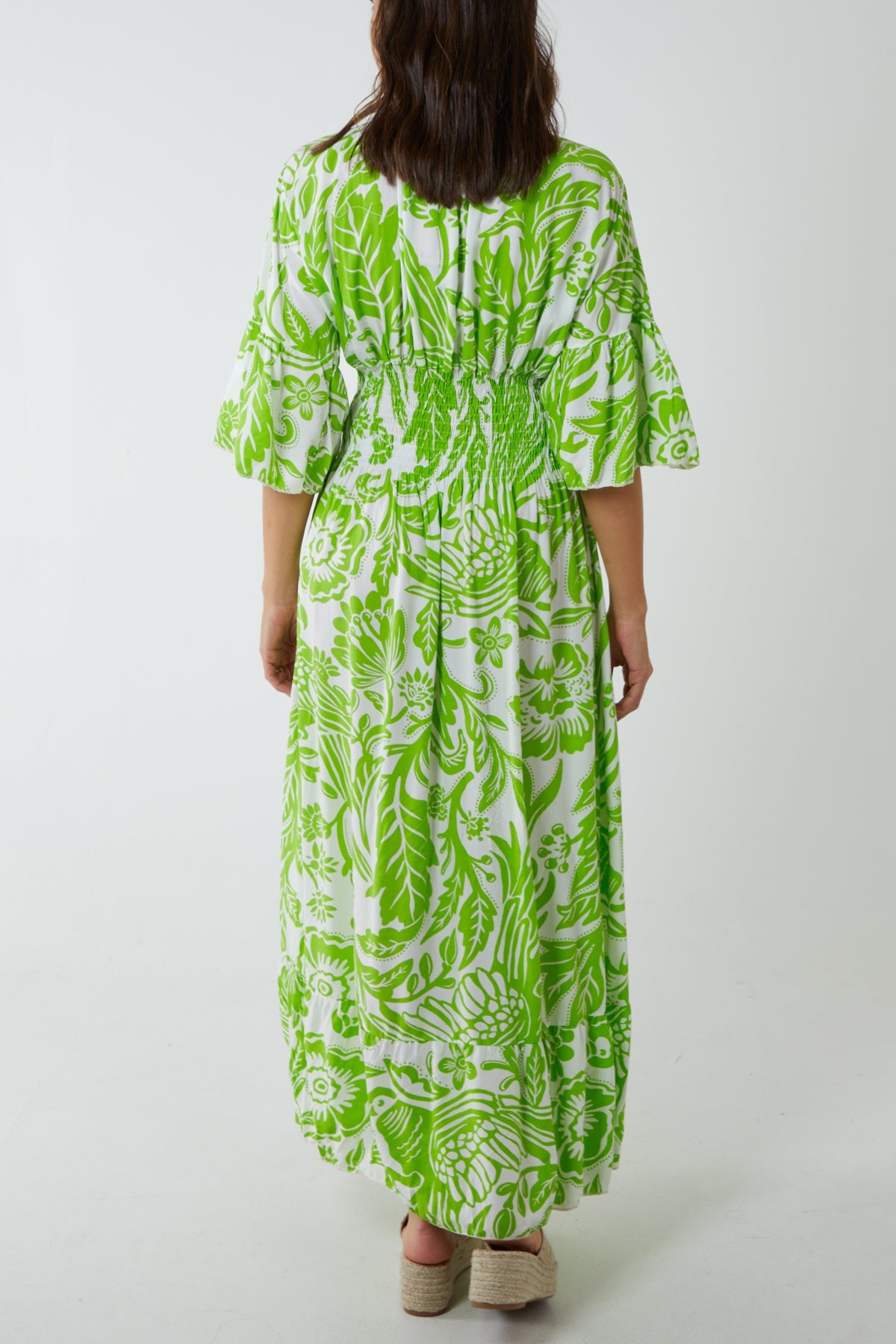 Floral Shirred Waist Maxi Dress DMF2 WearAll