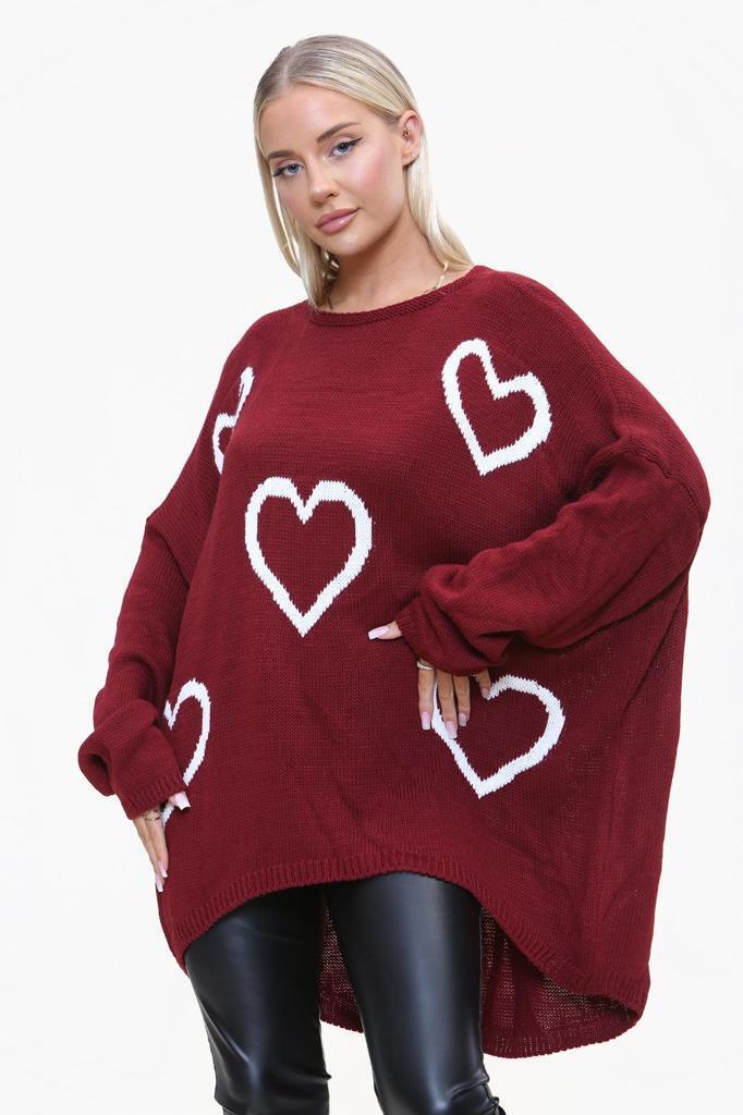Heart Print Oversized Jumper Jumper & Cardigan WearAll