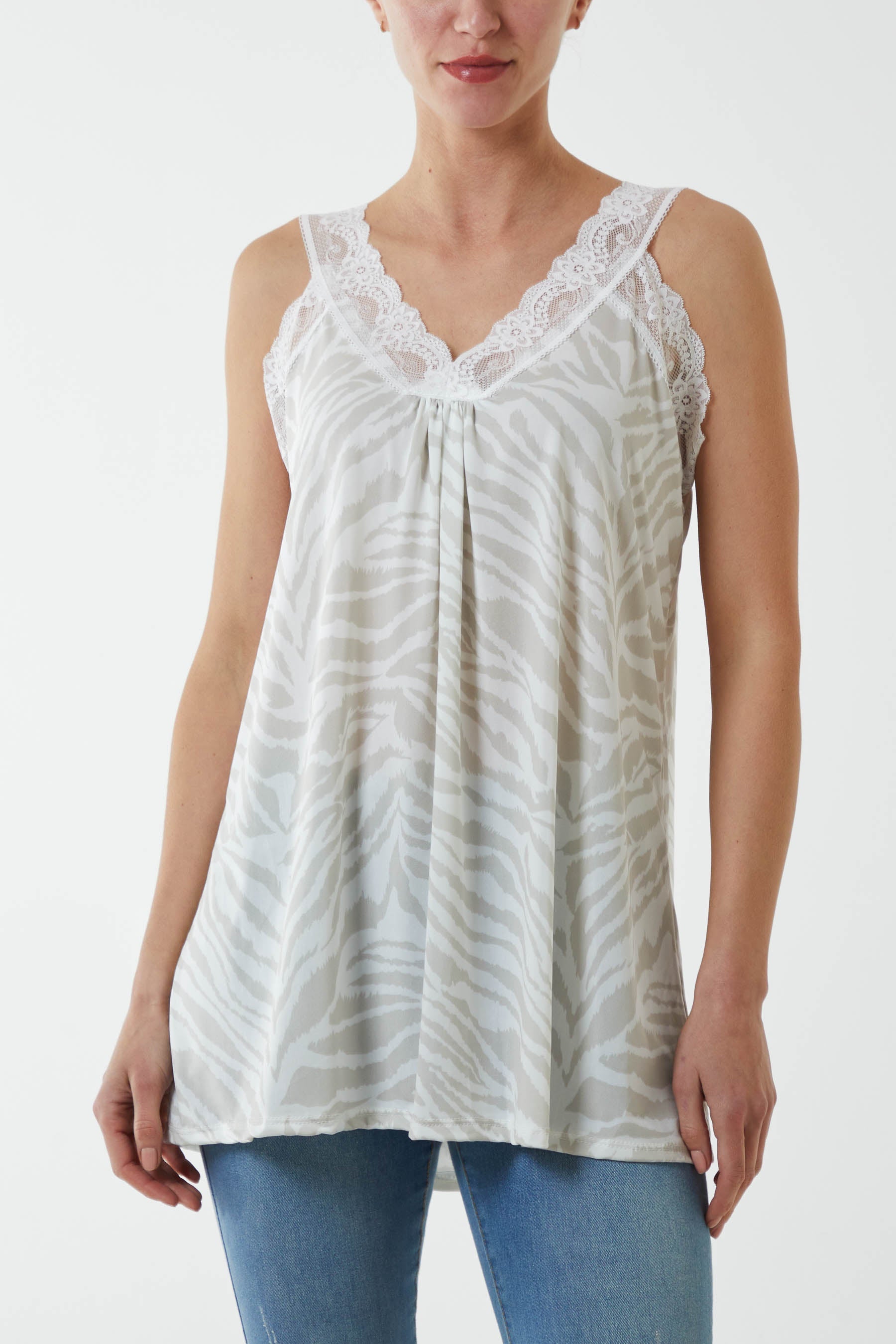 Zebra Lace Cami Vest Vests WearAll Ivory One Size