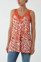 Zebra Lace Cami Vest Vests WearAll Orange One Size