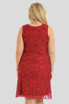 Sleeveless Lace Sequins Vest Red Dress Dress WearAll