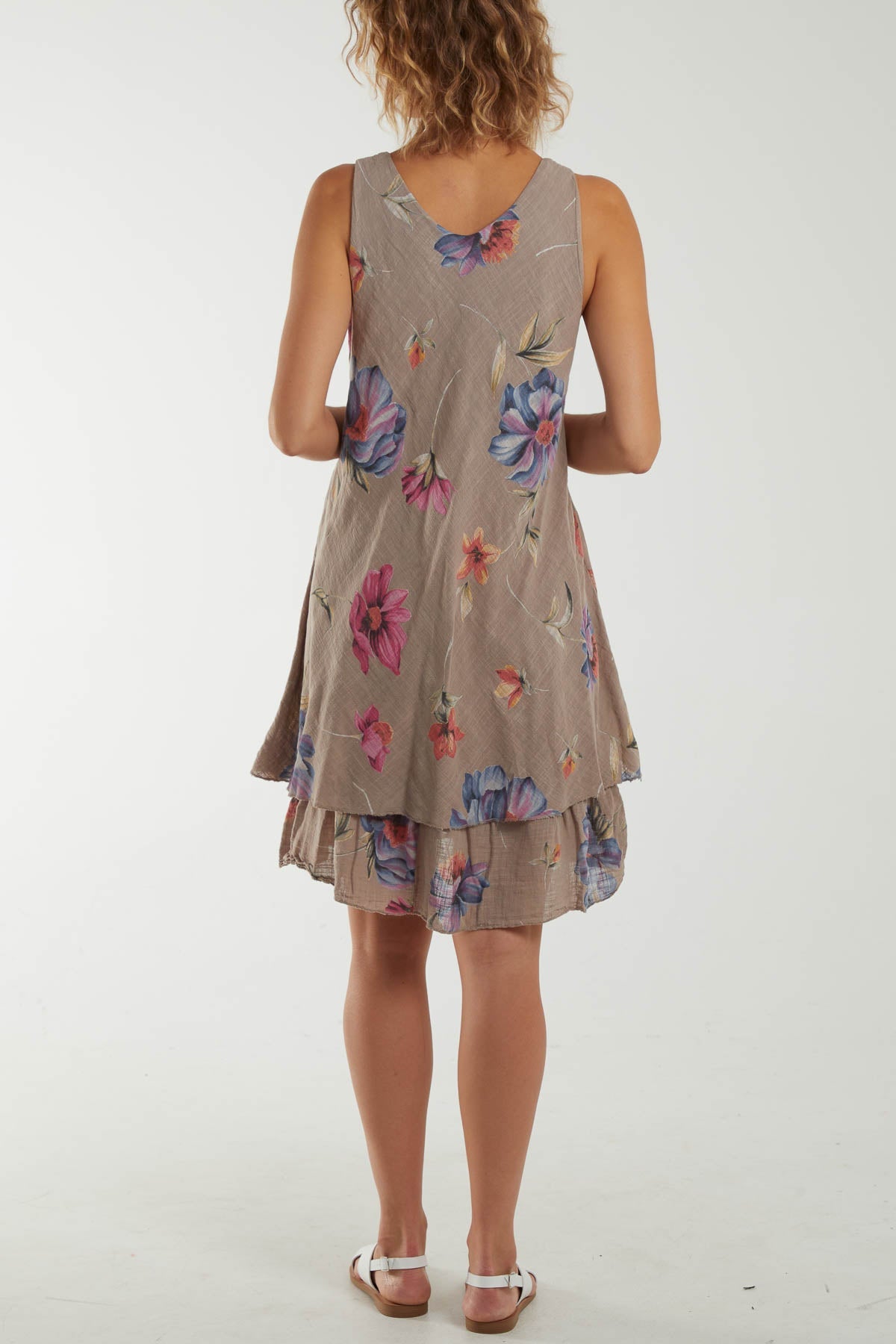 Floral Double Layer Sleeveless Dress Dresses WearAll