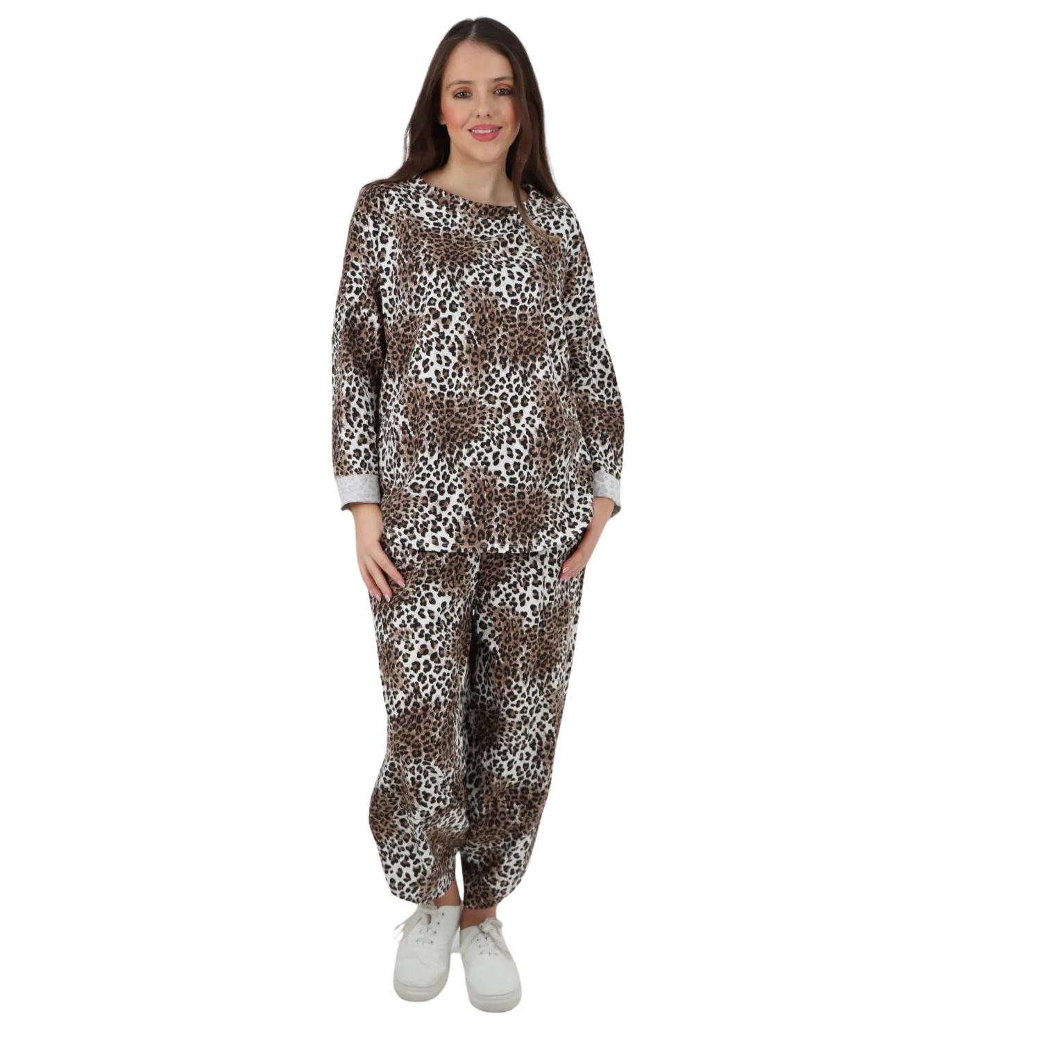 Animal Print Top Bottom Italian Co-ord Set 2 Piece Loungewear Loungewear WearAll
