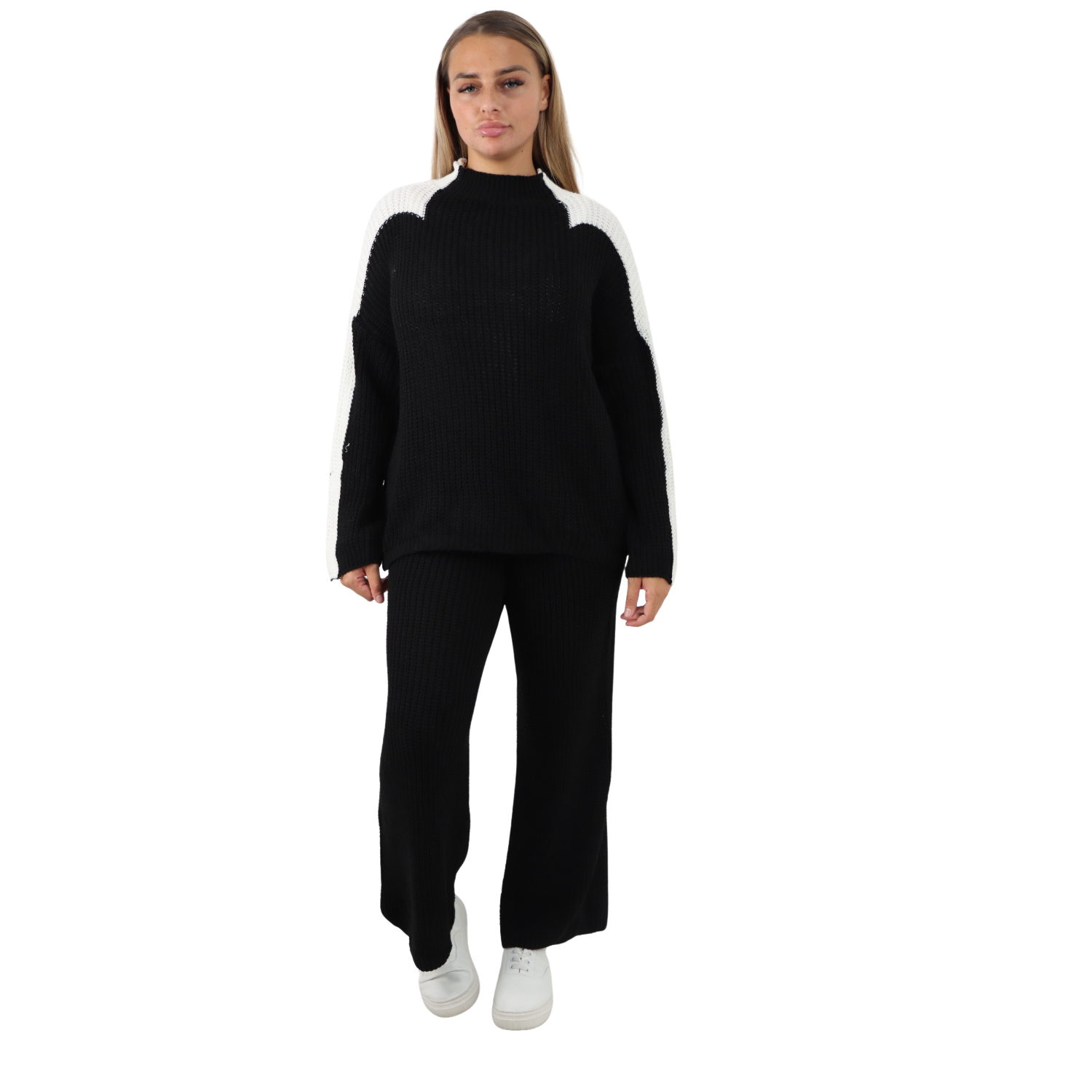 Italian Contrast Panel Knitted Top and Trouser Dresses WearAll