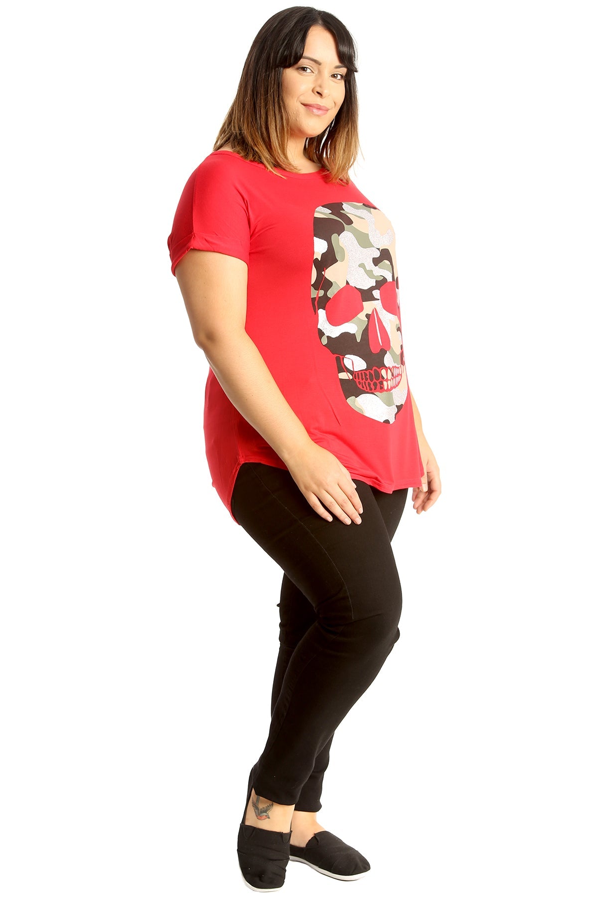 Glitter Skull Print Top Tops WearAll