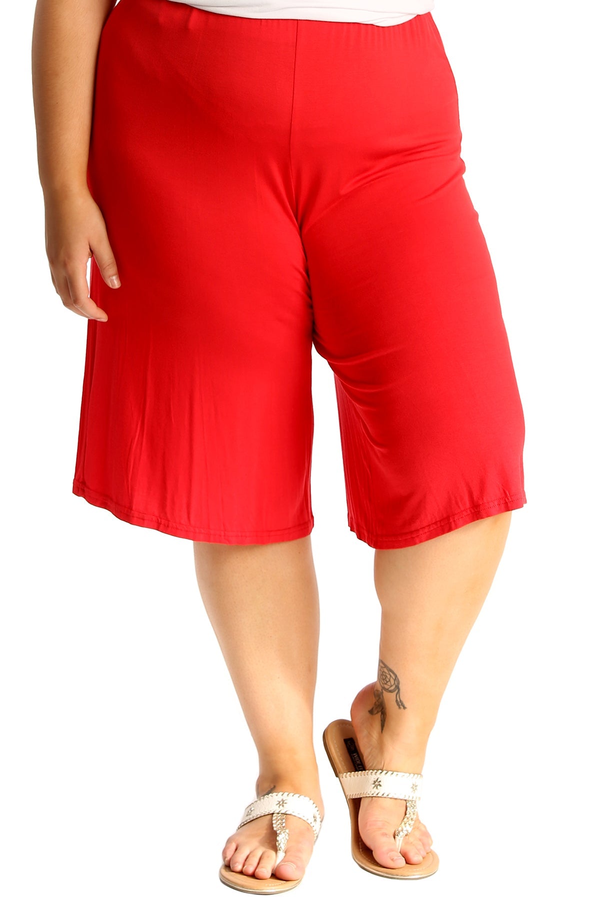 Plus Size Plain Viscose Culottes Shorts WearAll